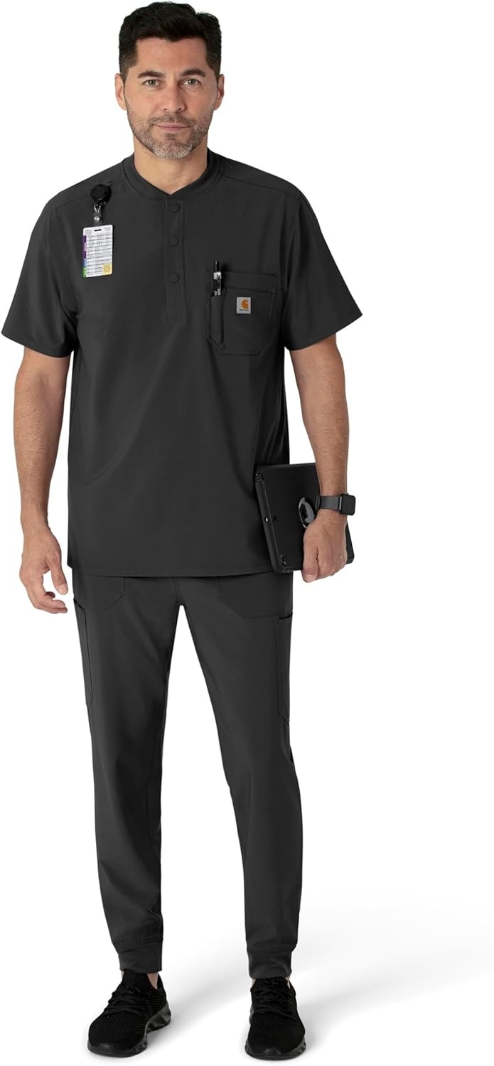 image:imageCarhartt Scrubs for Men Force CrossFlex Joggers Pants with Drawstring and 7 PocketsBlack