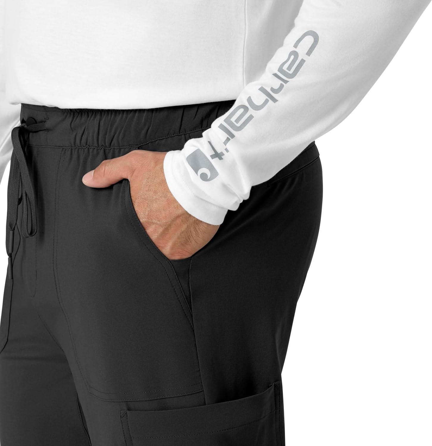 image:imageCarhartt Scrubs for Men Force CrossFlex Joggers Pants with Drawstring and 7 PocketsBlack