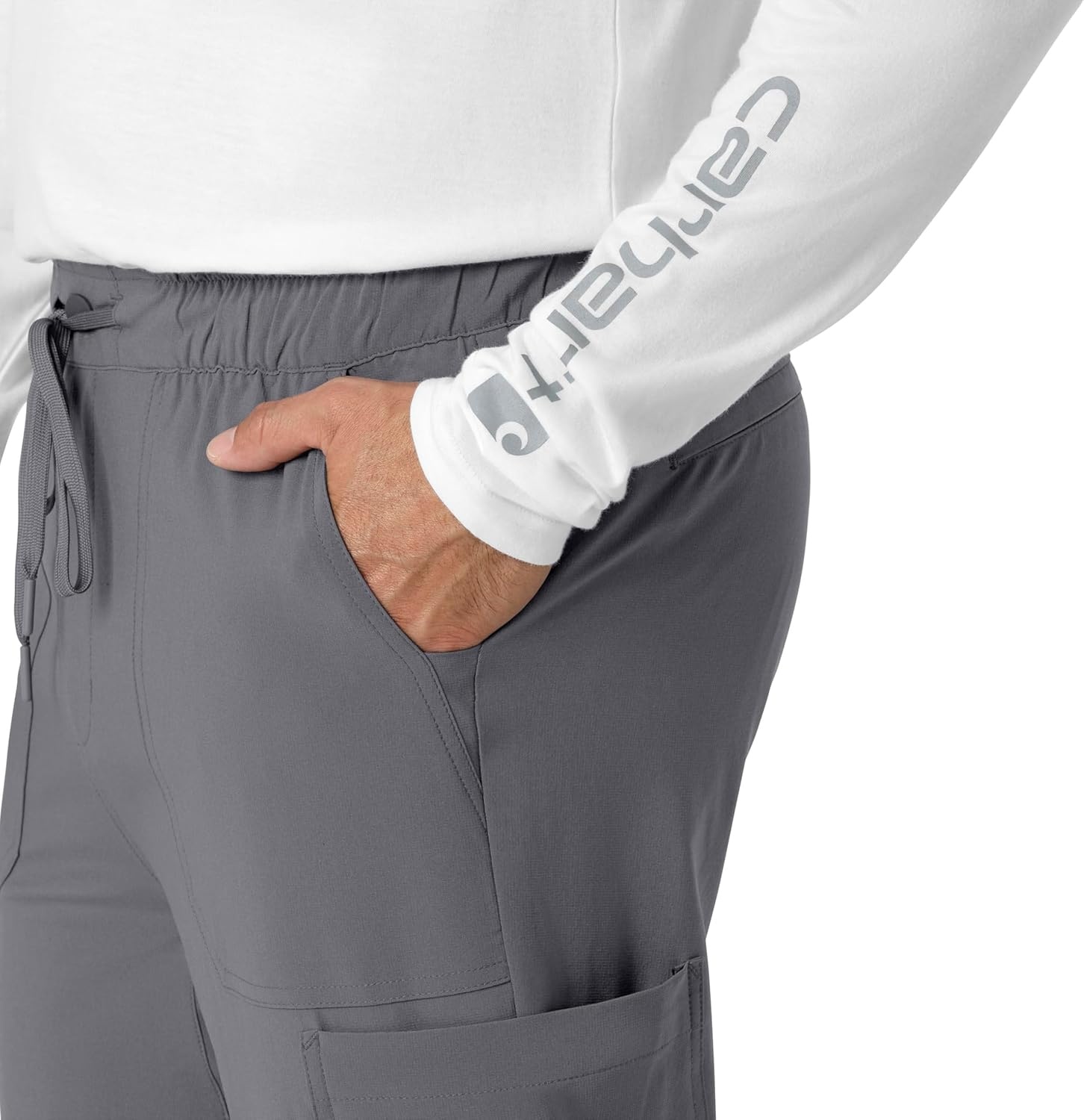 image:imageCarhartt Scrubs for Men Force CrossFlex Joggers Pants with Drawstring and 7 PocketsPewter