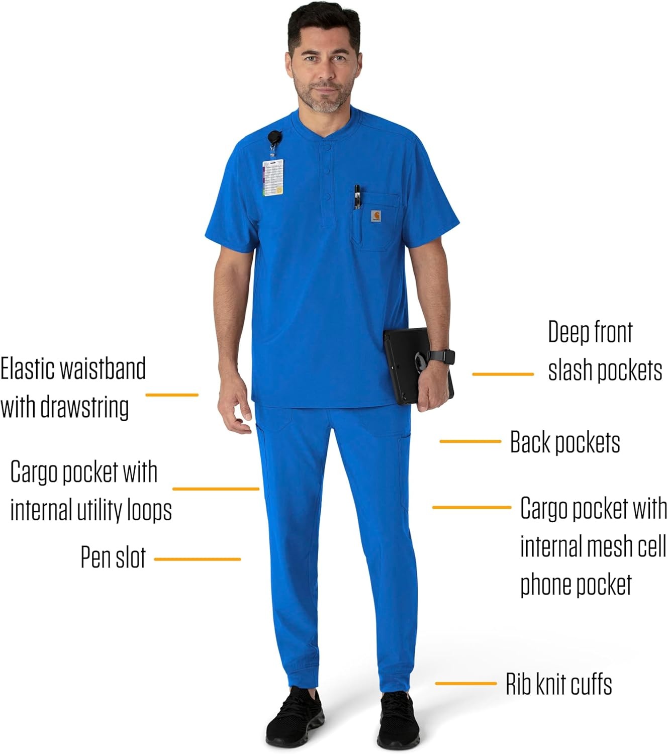 image:imageCarhartt Scrubs for Men Force CrossFlex Joggers Pants with Drawstring and 7 PocketsRoyal