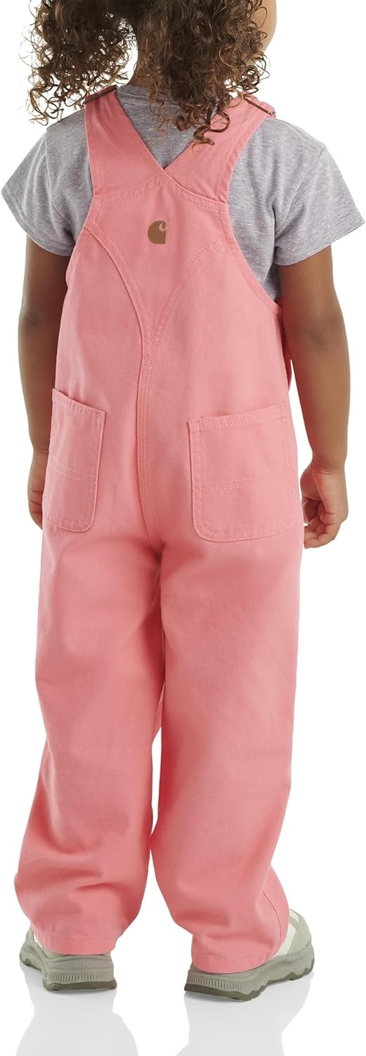 image:imageCarhartt Toddler Girls Unlined Canvas Bib Overalls Pink Lemonade 4T