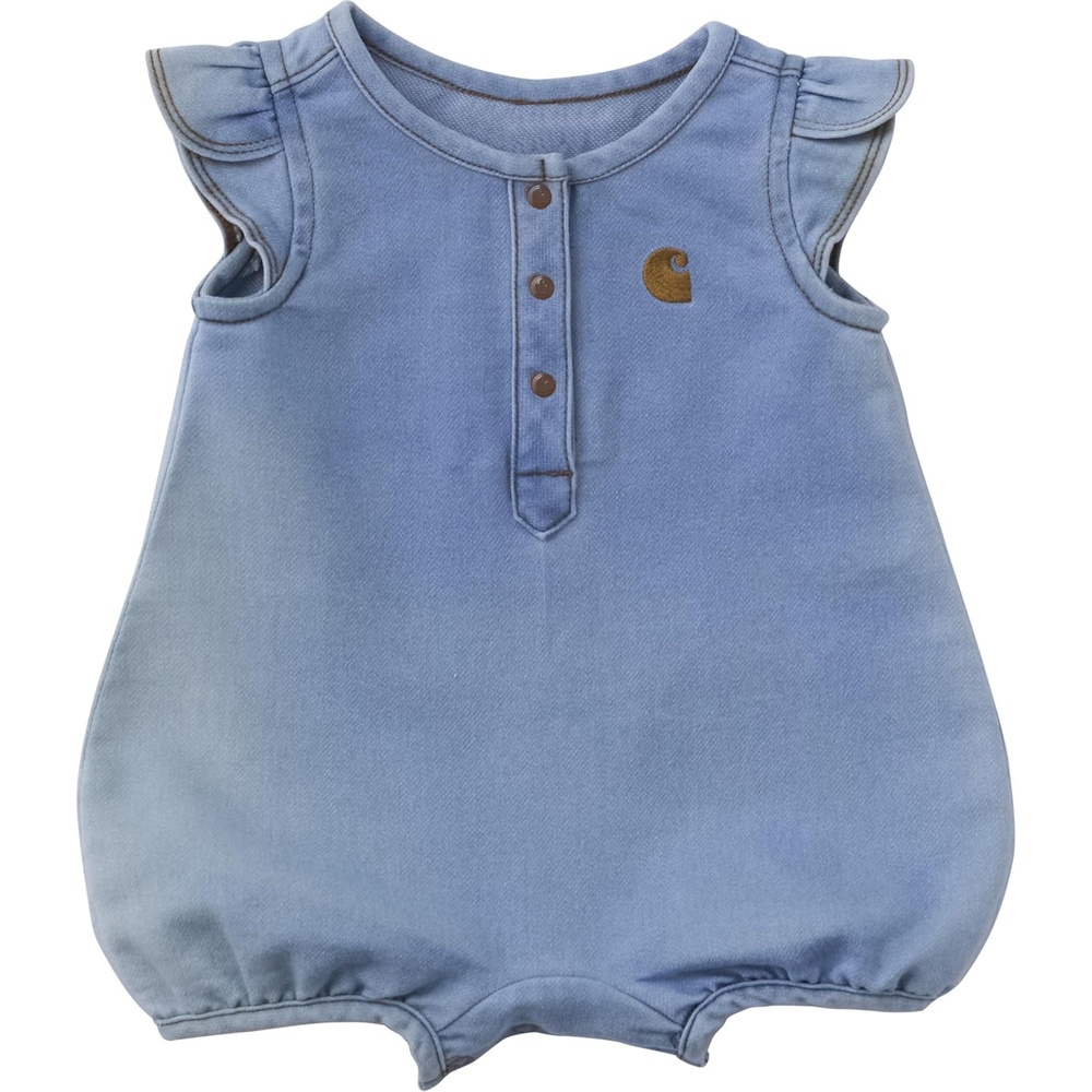 image:imageCarhartt Baby Girls Flutter Sleeve RomperLight Wash Denim