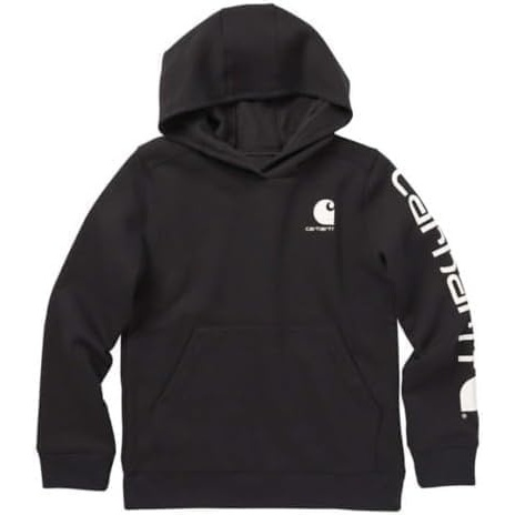 image:imageCarhartt CA6775 Big Boys Long Sleeve Graphic Hooded Sweatshirt Caviar Black Youth Small 810