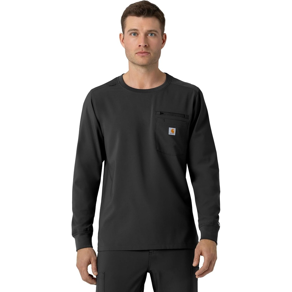 image:imageCarhartt Force CrossFlex Mens Crew Neck Long Sleeve Scrub TopBlack