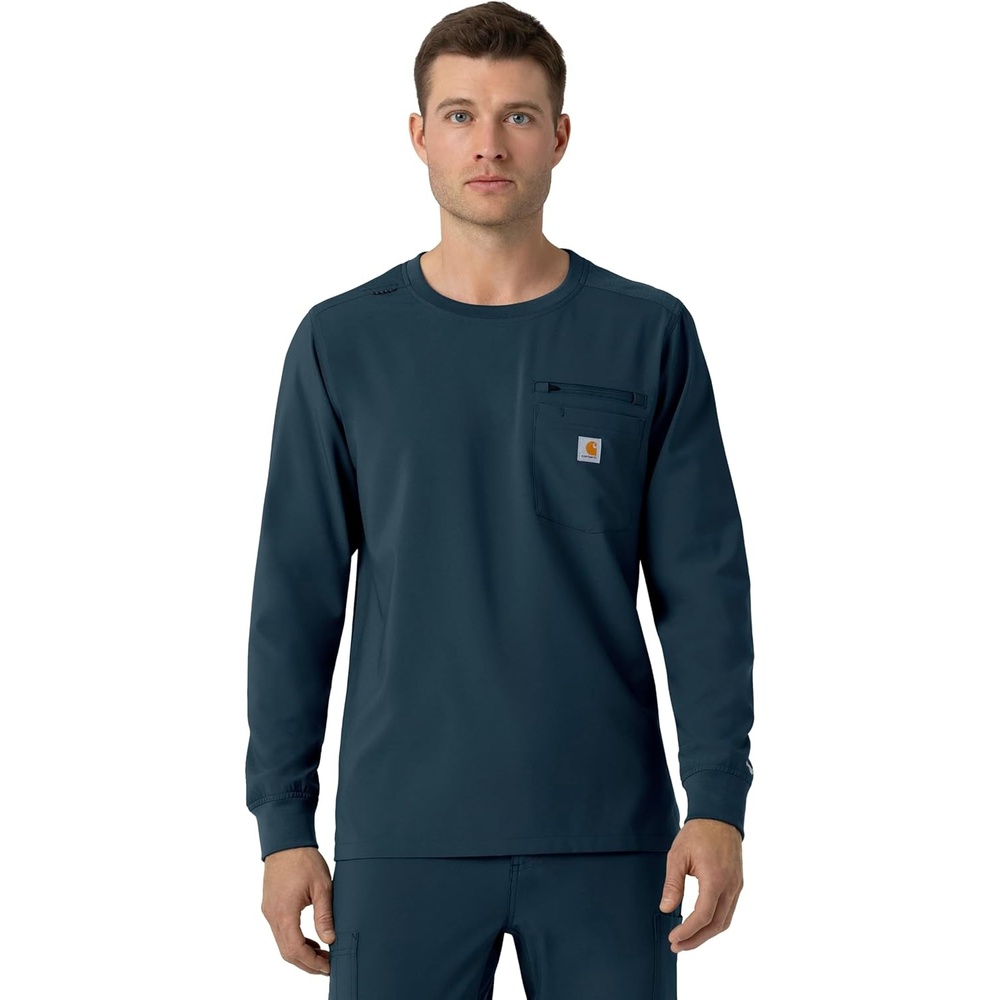 image:imageCarhartt Force CrossFlex Mens Crew Neck Long Sleeve Scrub TopNavy