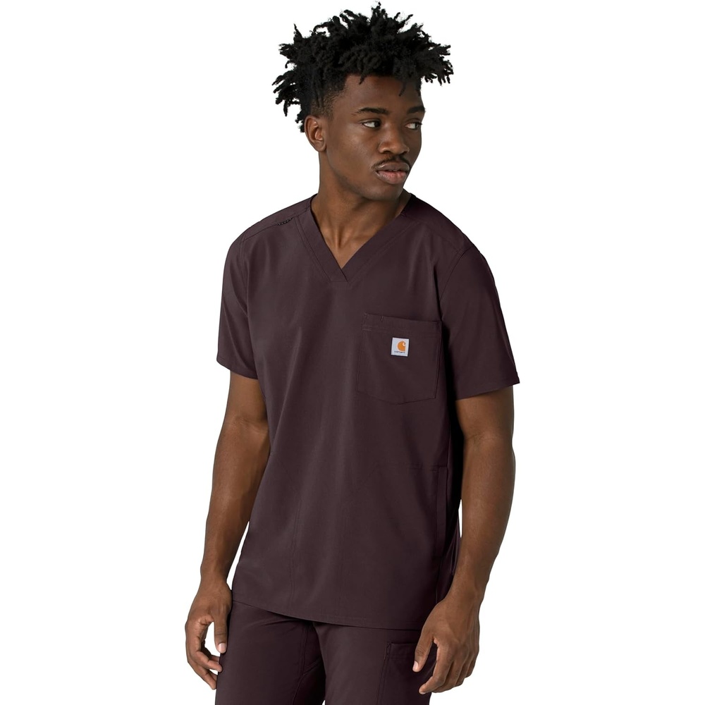 image:imageCarhartt Force CrossFlex Mens VNeck Scrub TopDark Sepia
