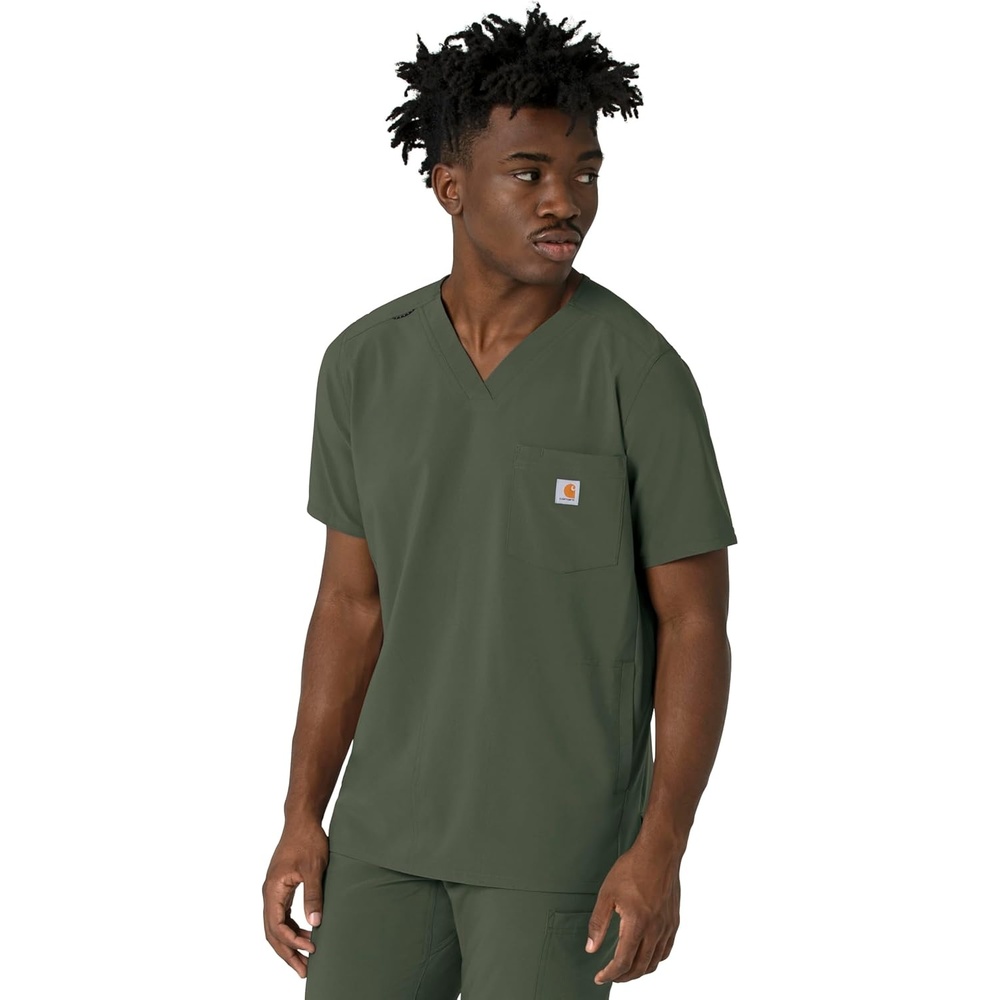 image:imageCarhartt Force CrossFlex Mens VNeck Scrub TopOlive