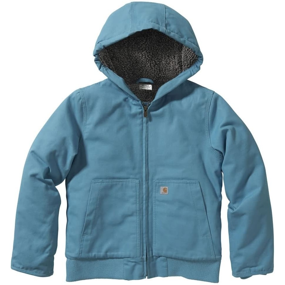 image:imageCarhartt Girls Zip Front Flannel Quilt Lined Hooded Active JacBlue Moon