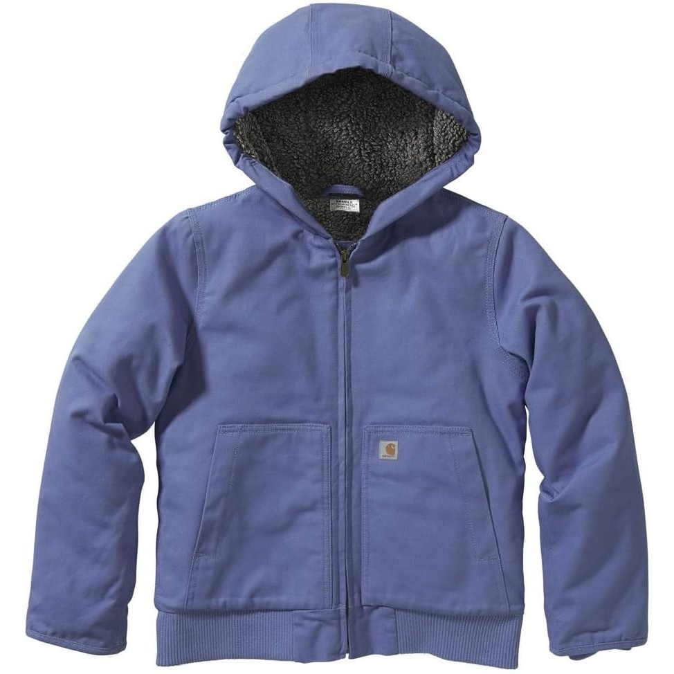 image:imageCarhartt Girls Zip Front Flannel Quilt Lined Hooded Active JacMarlin