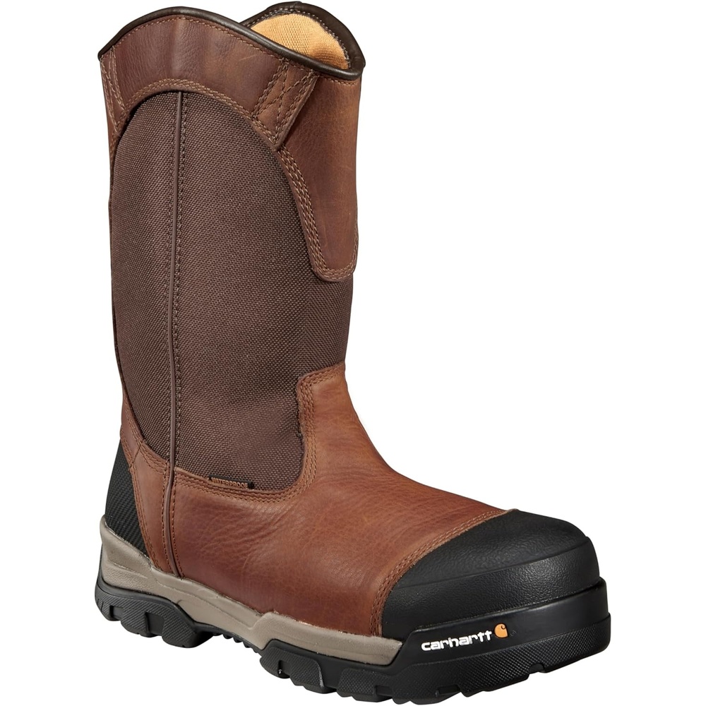 image:imageCarhartt Ground Force 10 Waterproof Wellington Boot Breathable Composite Toe Work Boots for Men with EVA Midsole and Traction Outsole EH RatedRedBrown