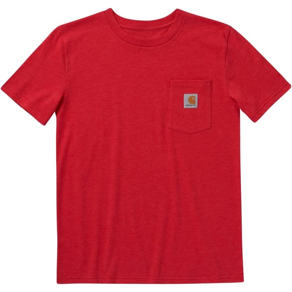 image:imageCarhartt Kids CA6375 ShortSleeve Pocket TShirt BoysTango Red Heather