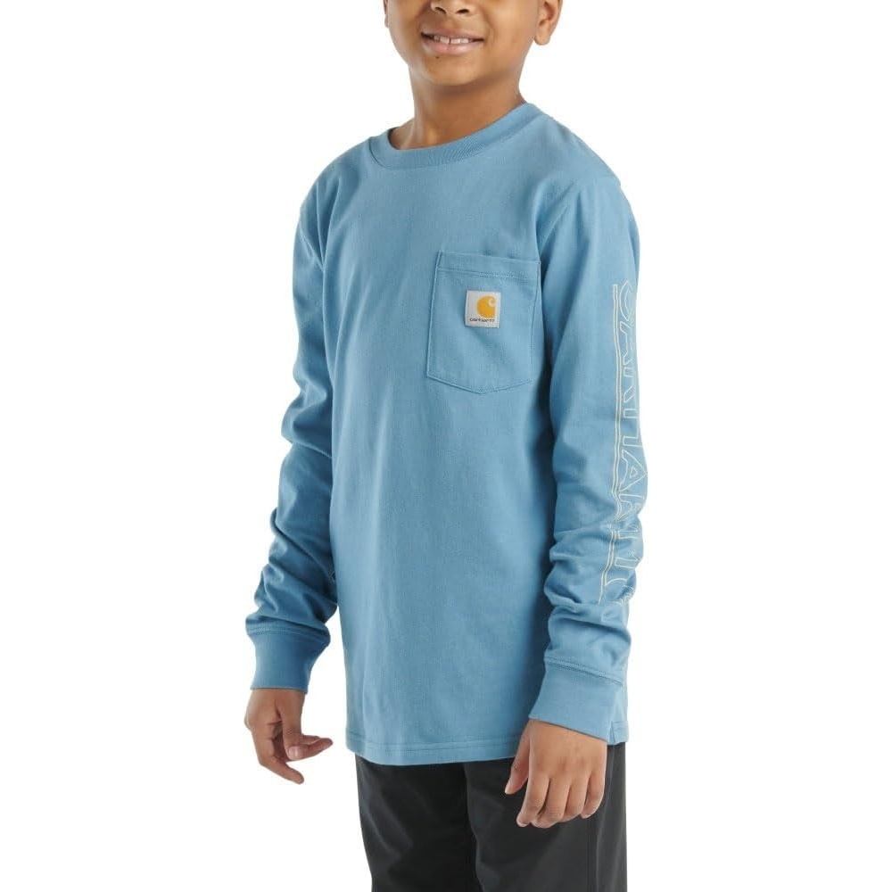 image:imageCarhartt Kids CA6619 LongSleeve Graphic Pocket TShirtCoronet Blue