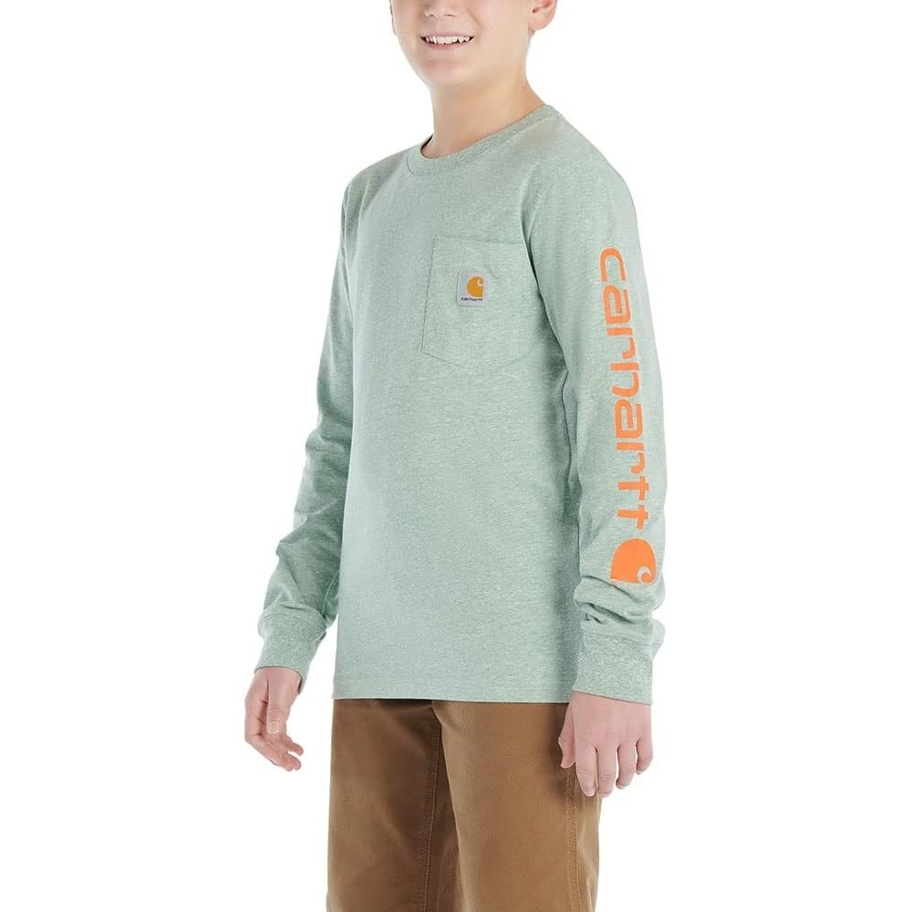 image:imageCarhartt Kids CA6619 LongSleeve Graphic Pocket TShirtMint Green Heather