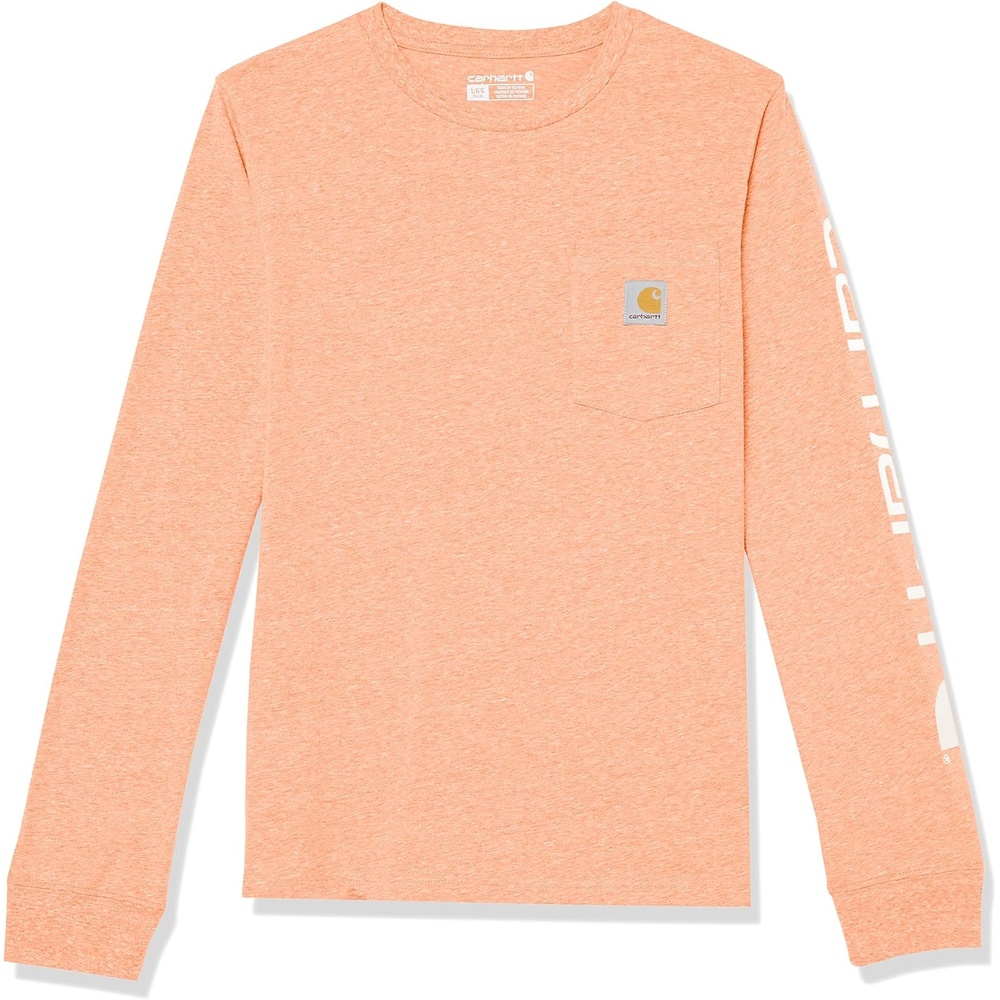 image:imageCarhartt Kids CA6619 LongSleeve Graphic Pocket TShirtMock Orange Heather