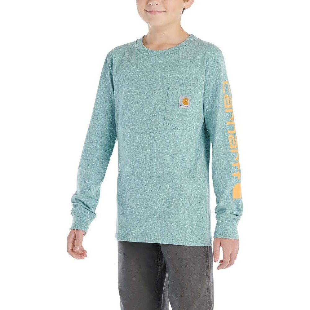 image:imageCarhartt Kids CA6619 LongSleeve Graphic Pocket TShirtShaded Spruce Heather