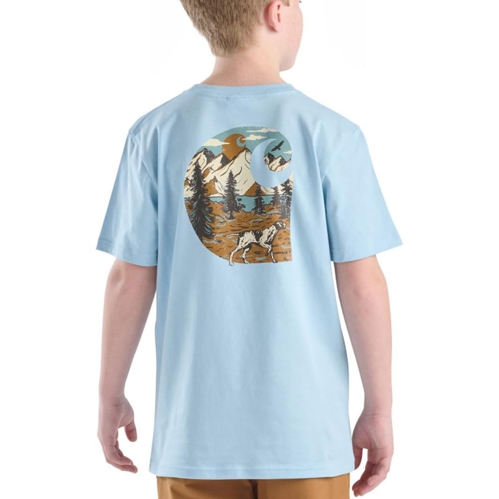 image:imageCarhartt Kids CA6737 ShortSleeve Wilderness Pocket TShirt BoysDream Blue