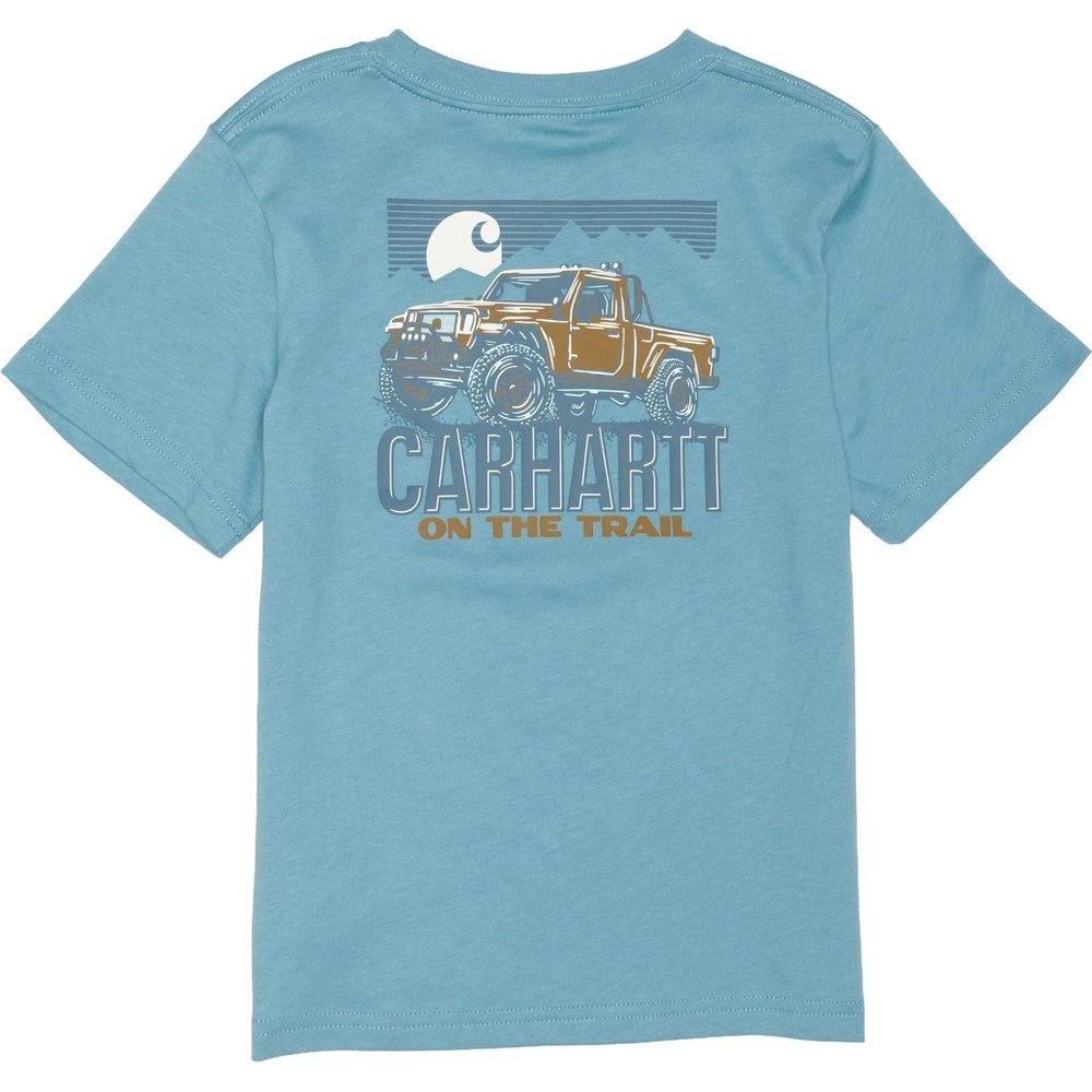 image:imageCarhartt Kids CA6737 ShortSleeve Wilderness Pocket TShirt BoysMedium Blue on the Trail