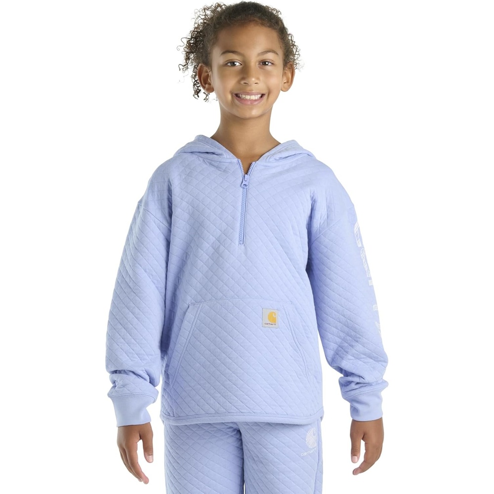 image:imageCarhartt Kids CA7108 LongSleeve Quilted Jersey Half Zip Sweatshirt GirlsMed Purple