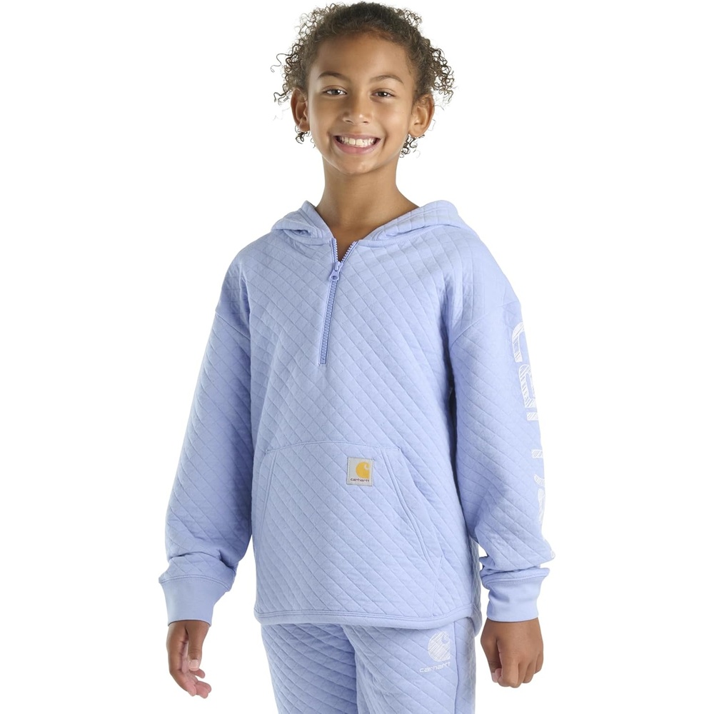 image:imageCarhartt Kids CA7108 LongSleeve Quilted Jersey Half Zip Sweatshirt GirlsPurple