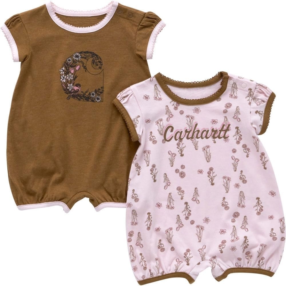image:imageCarhartt Kids CG9923 ShortSleeve Floral Romper Set GirlsCarhartt Brown Heather