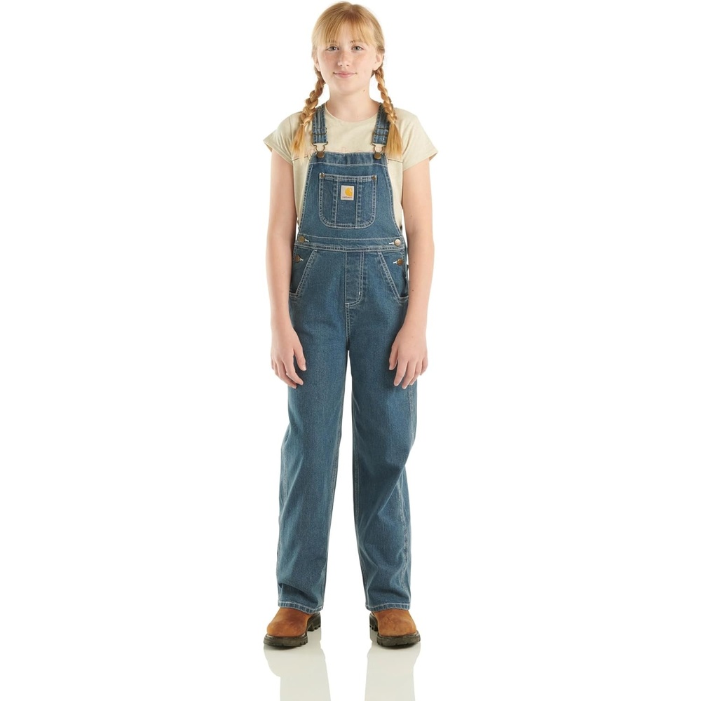 image:imageCarhartt Kids CM9756 Unlined Denim Bib Overall  GirlsMedium Wash