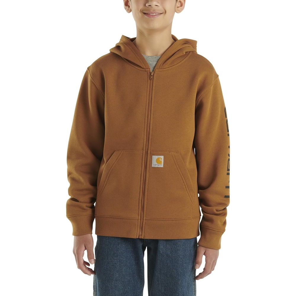 image:imageCarhartt Kids CP8675 LongSleeve FullZip Logo Sweatshirt  BoysCarhartt Brown