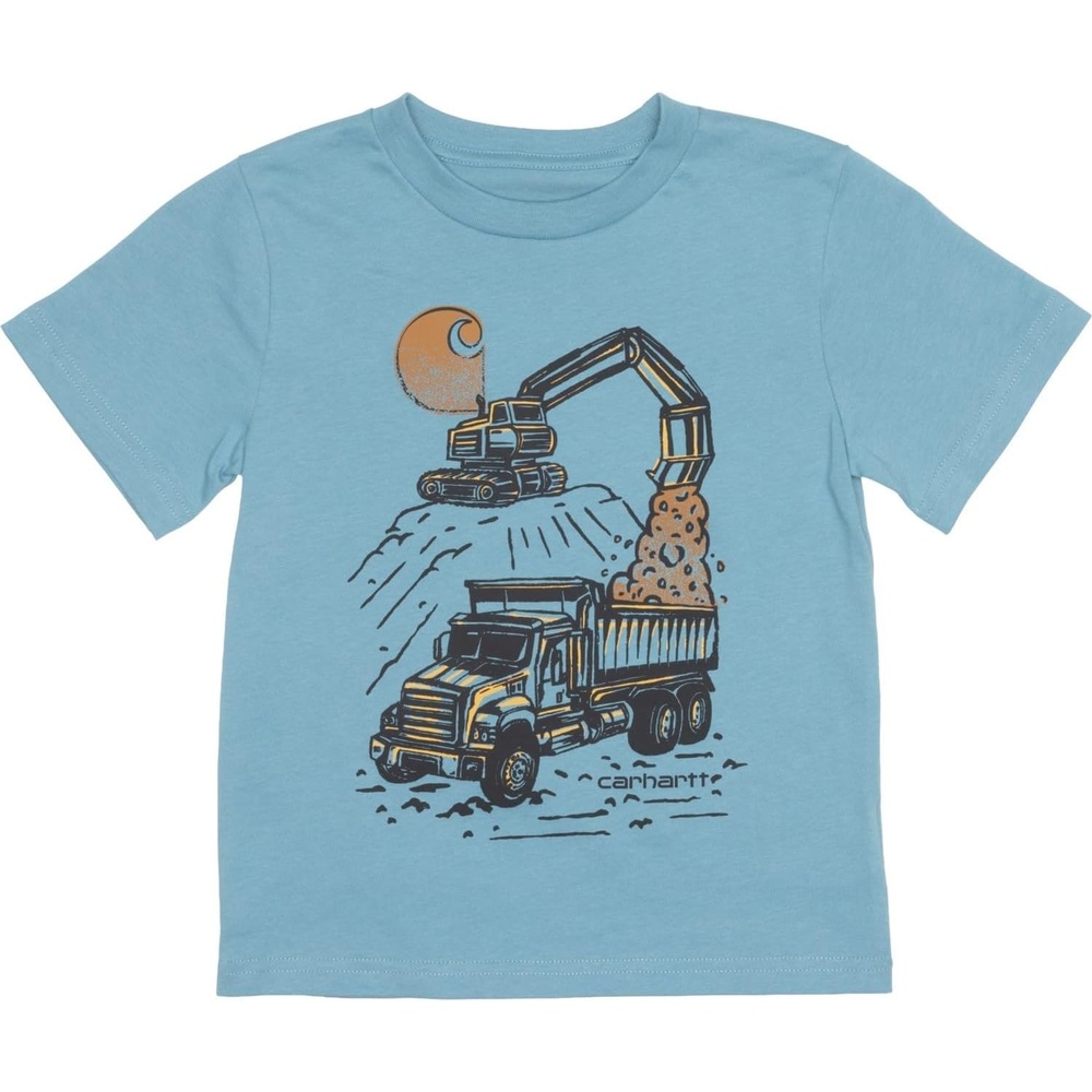 image:imageCarhartt Little Big Boys CA6649 Construction Equipment TShirt Short Sleeve Medium Blue Youth