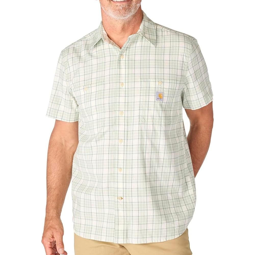 image:imageCarhartt Mens 107272 Bozeman Relaxed Short Sleeve Plaid ShirtSmoked Teal
