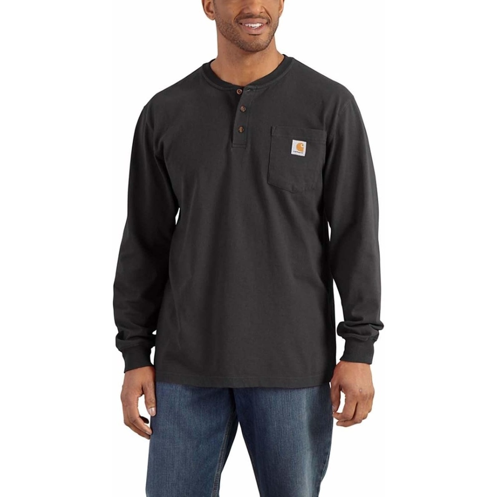 image:imageCarhartt Mens Dearborn Loose LS Henley TShirtBlack