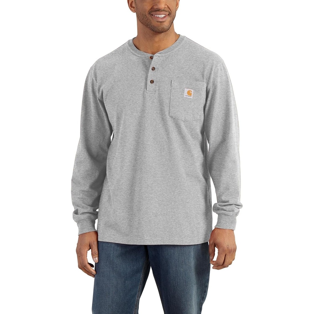 image:imageCarhartt Mens Dearborn Loose LS Henley TShirtHeather Grey