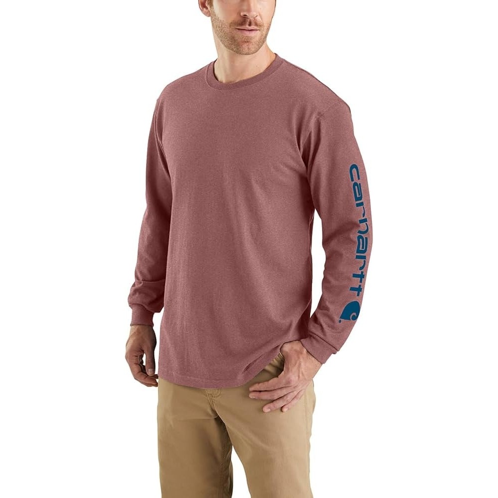 image:imageCarhartt Mens Dearborn Loose LongSleeve Logo TShirt CloseoutApple Butter Heather