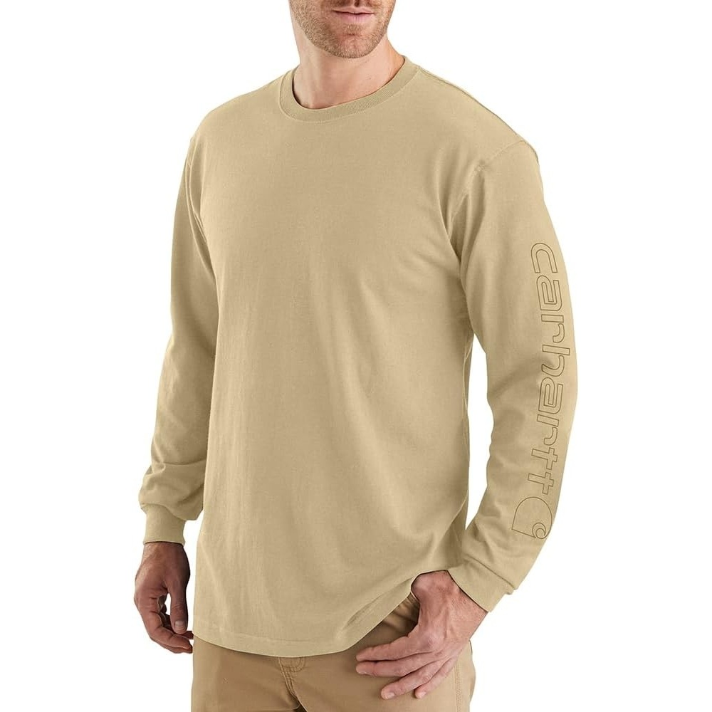 image:imageCarhartt Mens Dearborn Loose LongSleeve Logo TShirt CloseoutBeach Heather