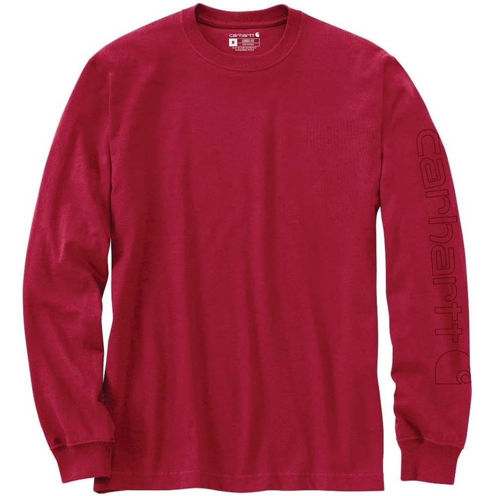 image:imageCarhartt Mens Dearborn Loose LongSleeve Logo TShirt CloseoutIndustry Red