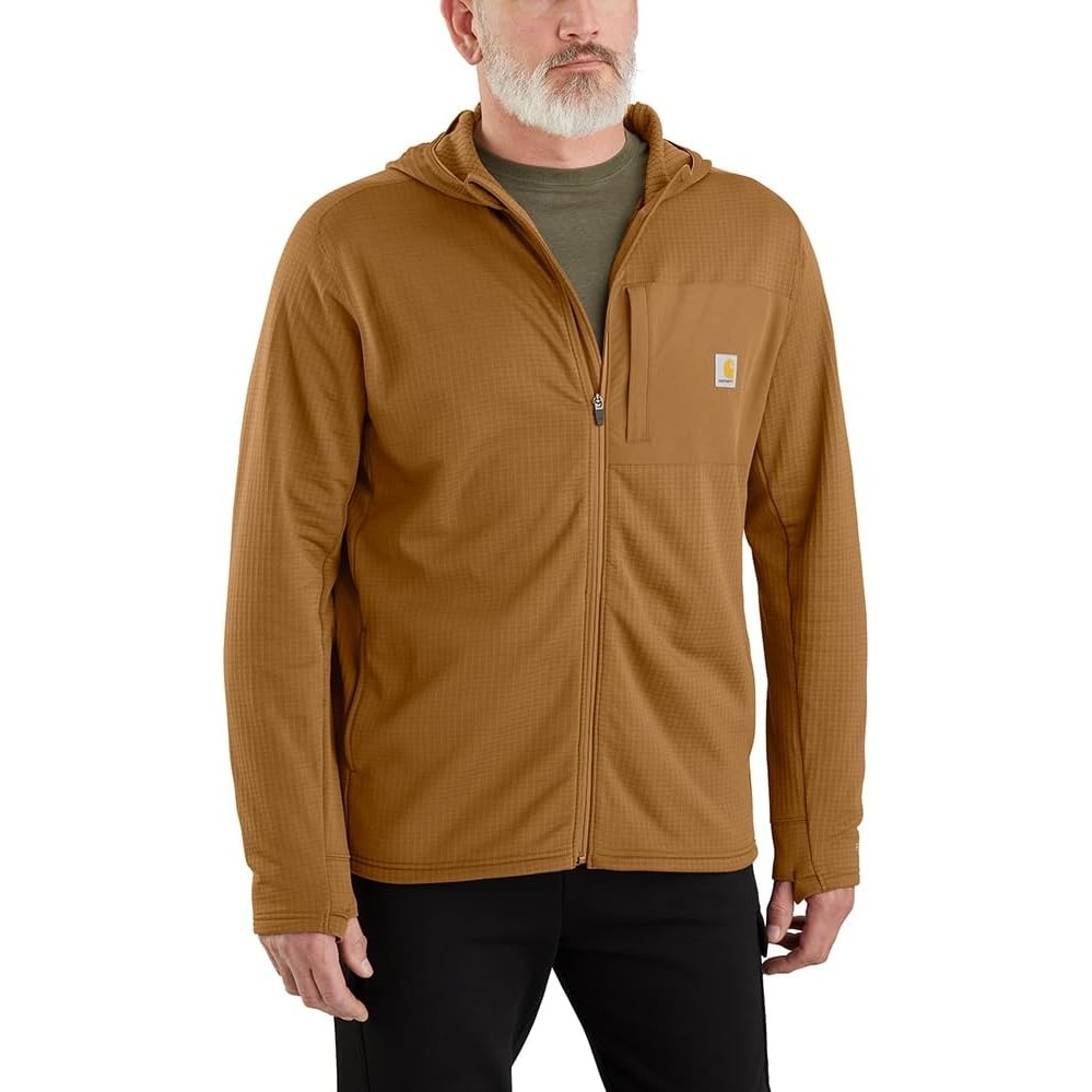 image:imageCarhartt Mens Force Relaxed Fit FullZip LongSleeve Hooded TShirtCarhartt Brown