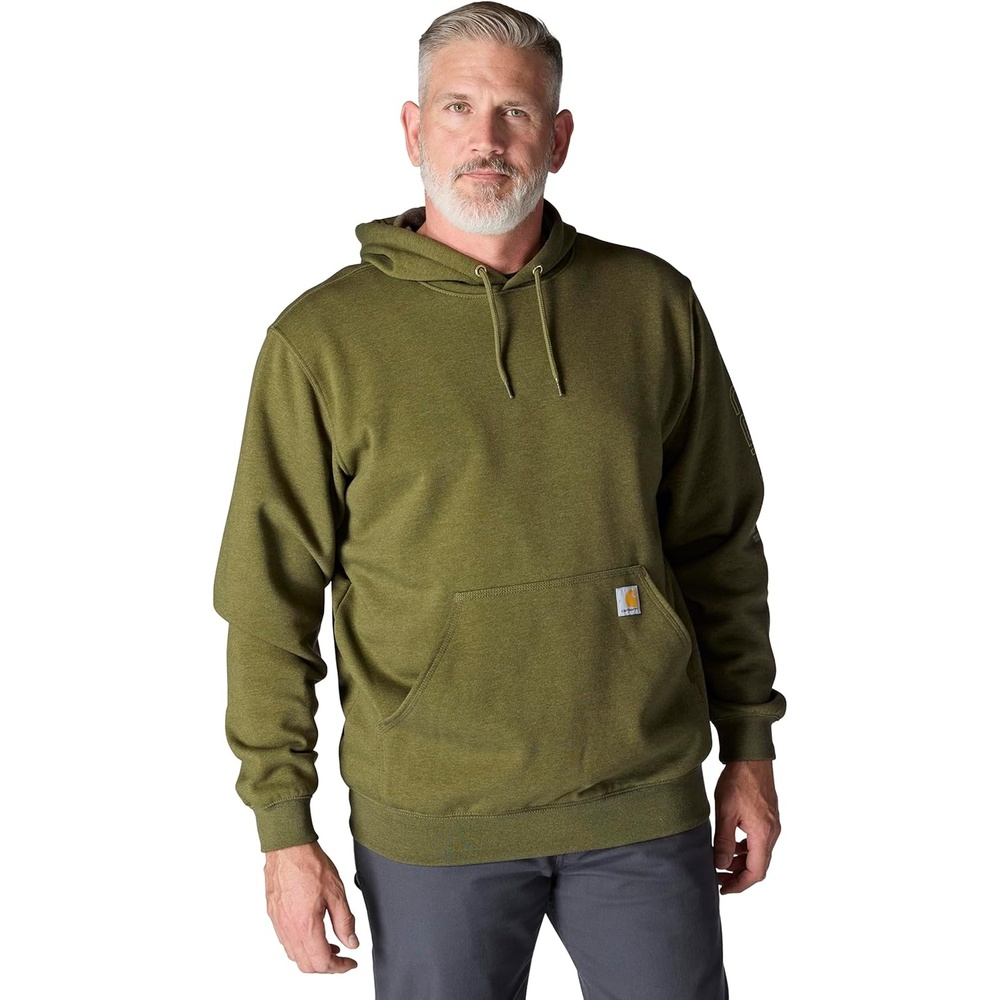 image:imageCarhartt Mens Iconic K288 Logo Sweatshirt CloseoutDark Bronzed Green Heather