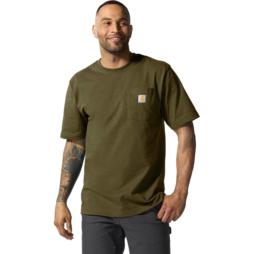 image:imageCarhartt Mens Iconic K87 Pocket TShirt CloseoutDark Bronzed Green Heather