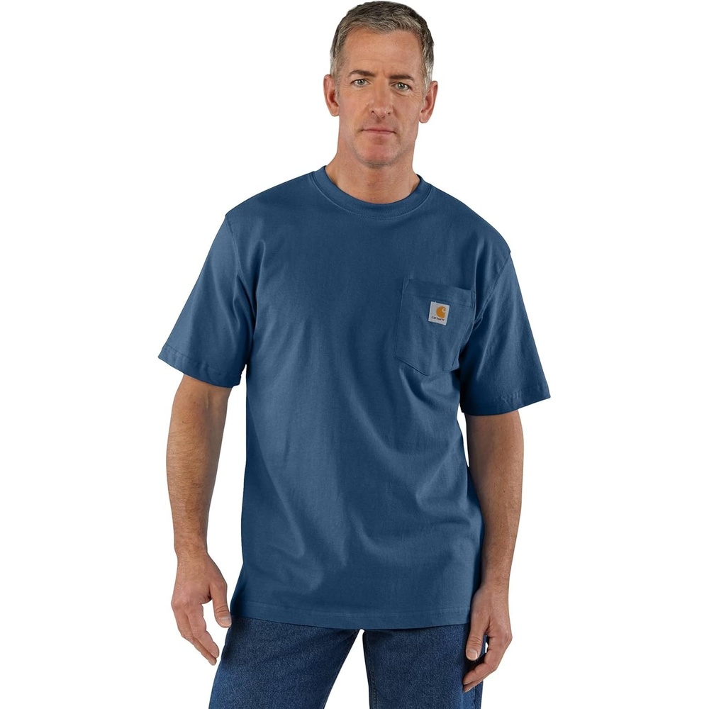 image:imageCarhartt Mens Iconic K87 Pocket TShirt CloseoutDeep Ocean Heather