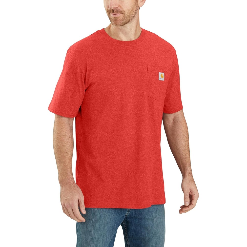 image:imageCarhartt Mens Iconic K87 Pocket TShirt CloseoutFire Red Heather