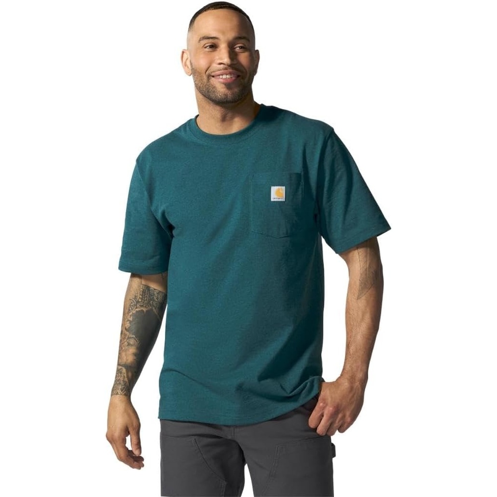 image:imageCarhartt Mens Iconic K87 Pocket TShirt CloseoutGreenstone Heather