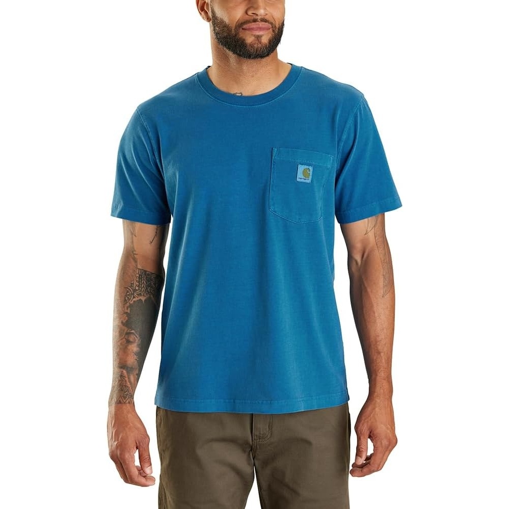 image:imageCarhartt Mens Irvine Relaxed Garment Dyed TShirtDeep Lagoon
