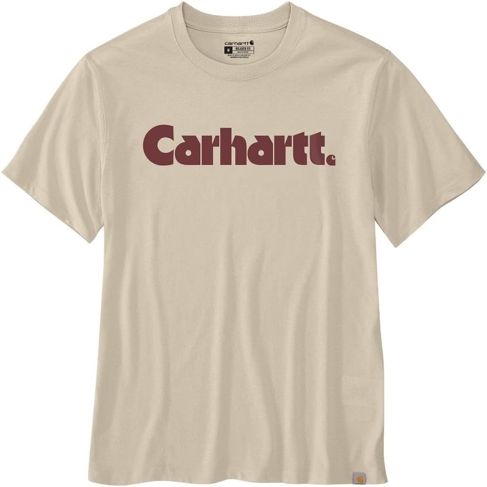 image:imageCarhartt Mens Irvine Relaxed Logo TShirtOat Milk