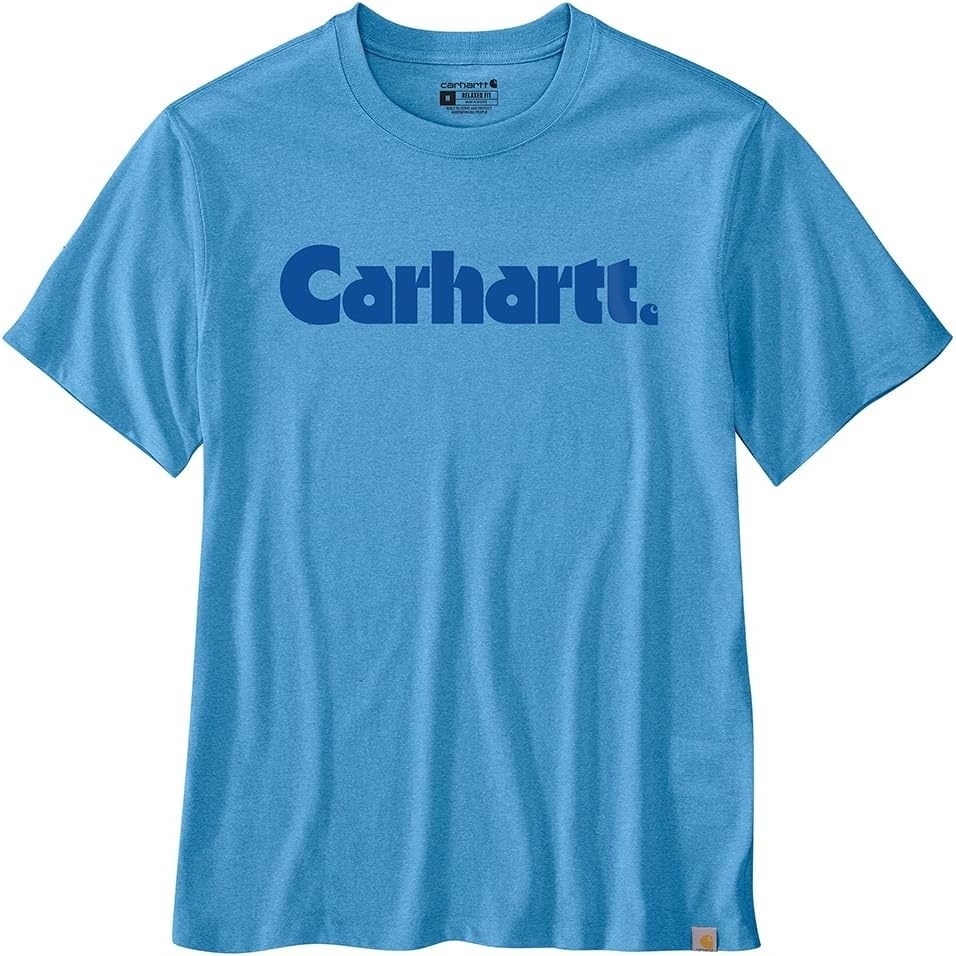 image:imageCarhartt Mens Irvine Relaxed Logo TShirtTranquil Blue Heather