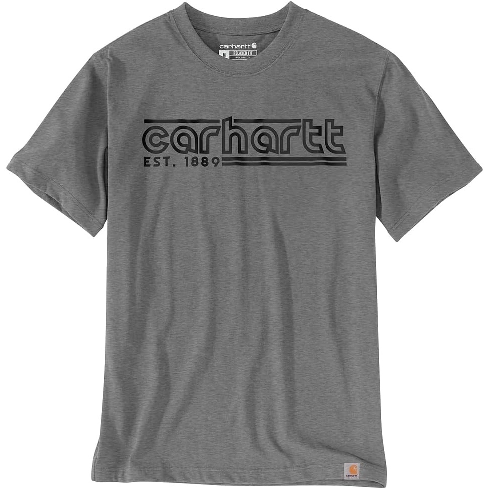 image:imageCarhartt Mens Irvine Relaxed Logo TShirtWeathered Ash Heather
