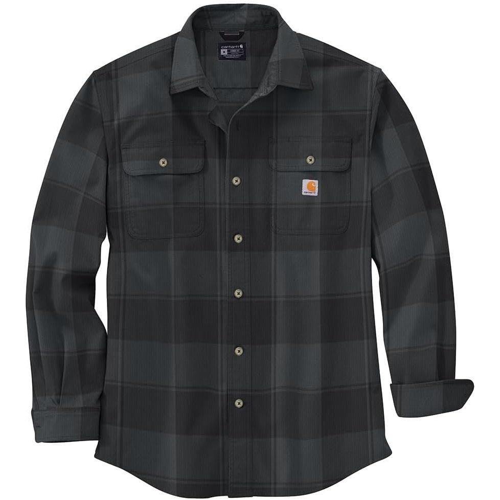 image:imageCarhartt Mens Loose Fit Heavyweight Flannel LongSleeve Plaid ShirtBlack