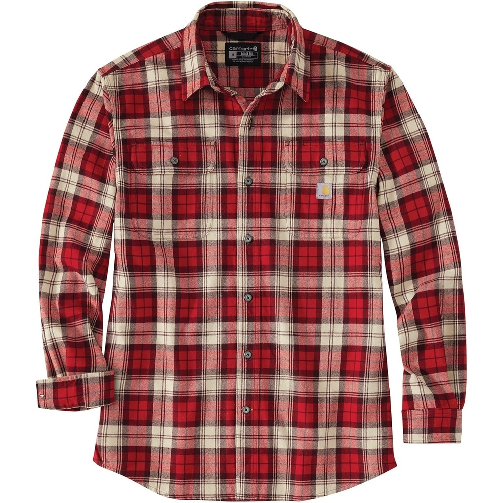 image:imageCarhartt Mens Loose Fit Heavyweight Flannel LongSleeve Plaid ShirtCrabapple