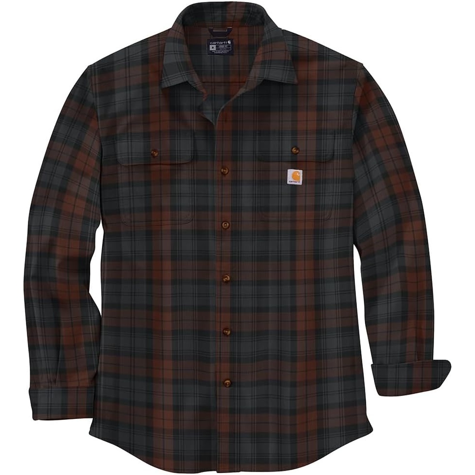 image:imageCarhartt Mens Loose Fit Heavyweight Flannel LongSleeve Plaid ShirtMocha