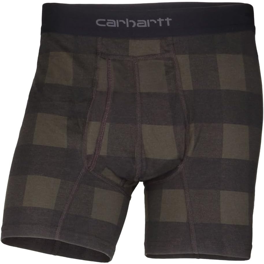 image:imageCarhartt Mens MBB124 5 Inch Basic Boxer Brief 2PackHubbard Plaid