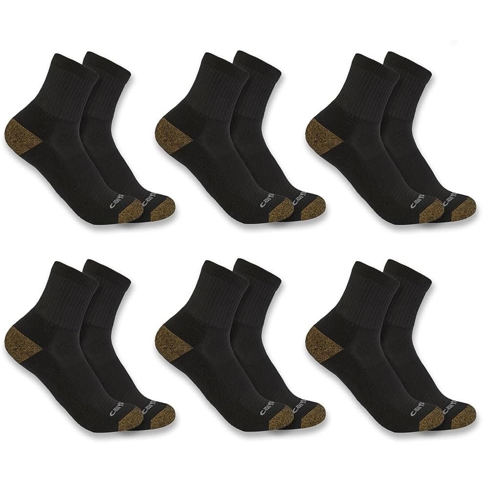 image:imageCarhartt Mens Midweight Quarter Sock 6 PackBlack