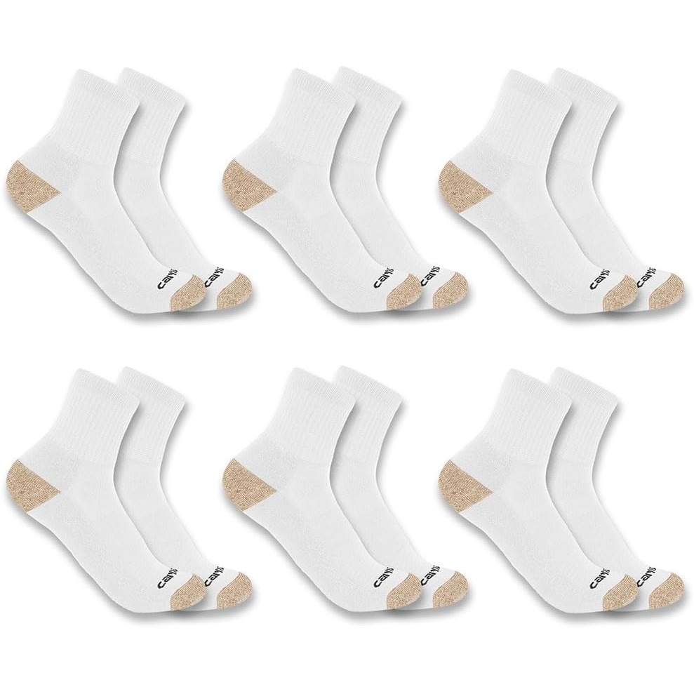image:imageCarhartt Mens Midweight Quarter Sock 6 PackWhite