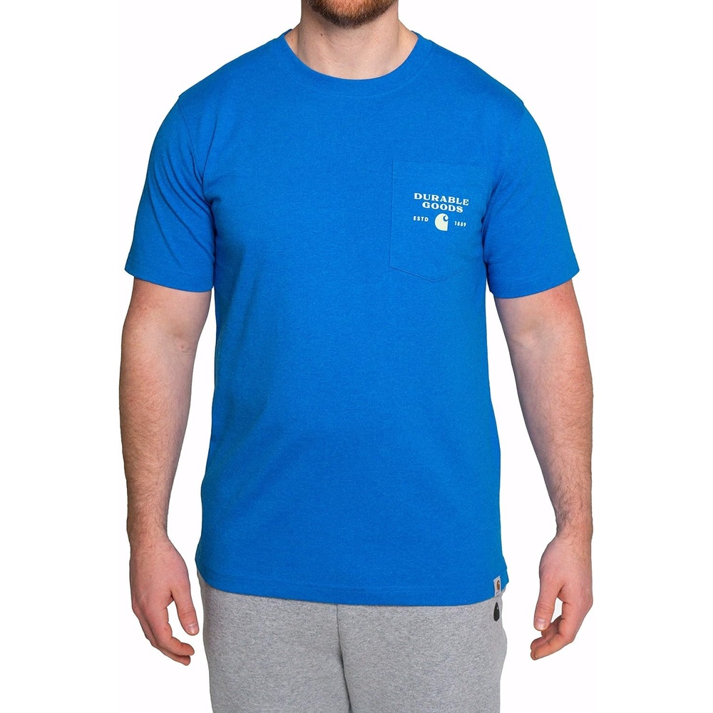 image:imageCarhartt Mens Relaxed Fit Heavyweight ShortSleeve Pocket Logo Graphic TShirtMarine Blue Heather